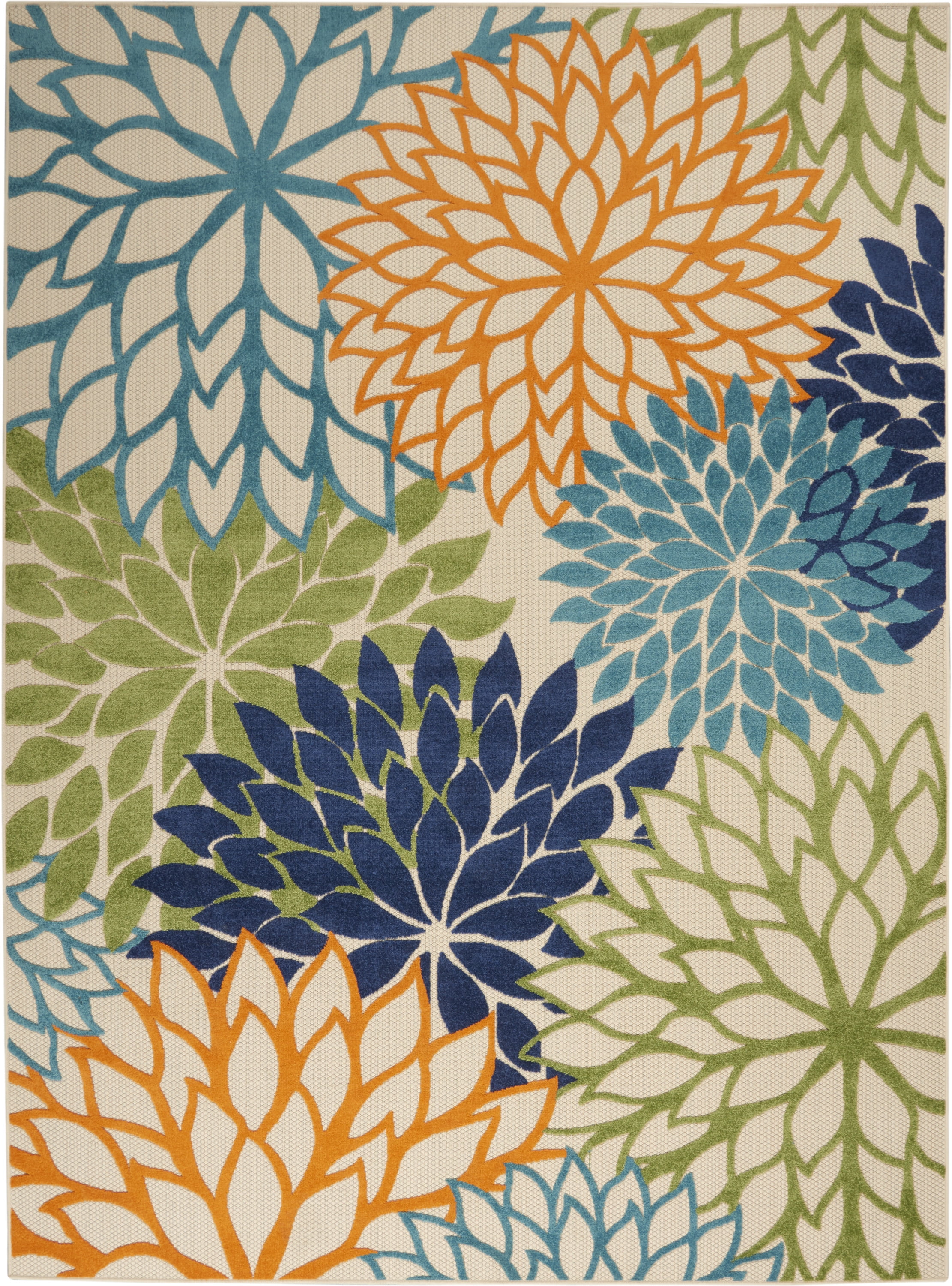 Nourison Tropical Oasis Indoor/Outdoor Modern Floral Multicolor 7' x 10' Area Rug, (7' x 10')