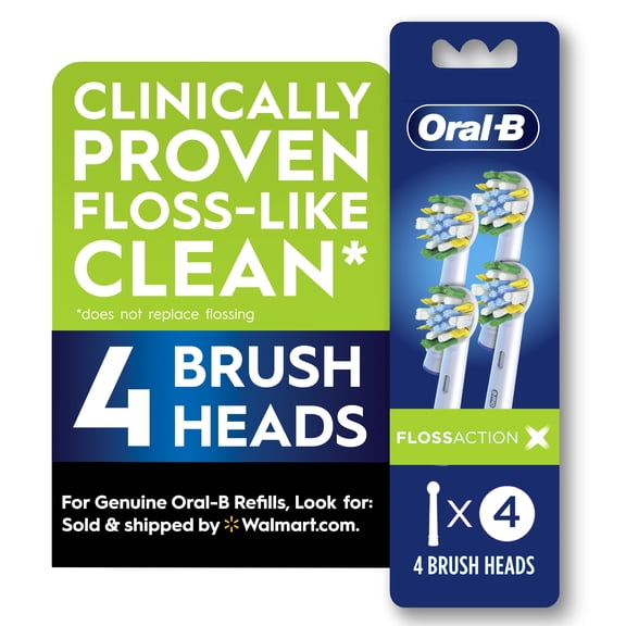 Oral-B FlossAction Electric Toothbrush Replacement Heads, Soft, 4 Count