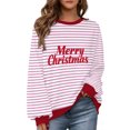 thumbnail image 2 of Uootdi Christmas Long Sleeve Sweatshirts For Women Oversized Embroidered Striped Merry Christmas Letter Gift Printed Pullove r Ugly Xmas Sweater Tops, 2 of 9