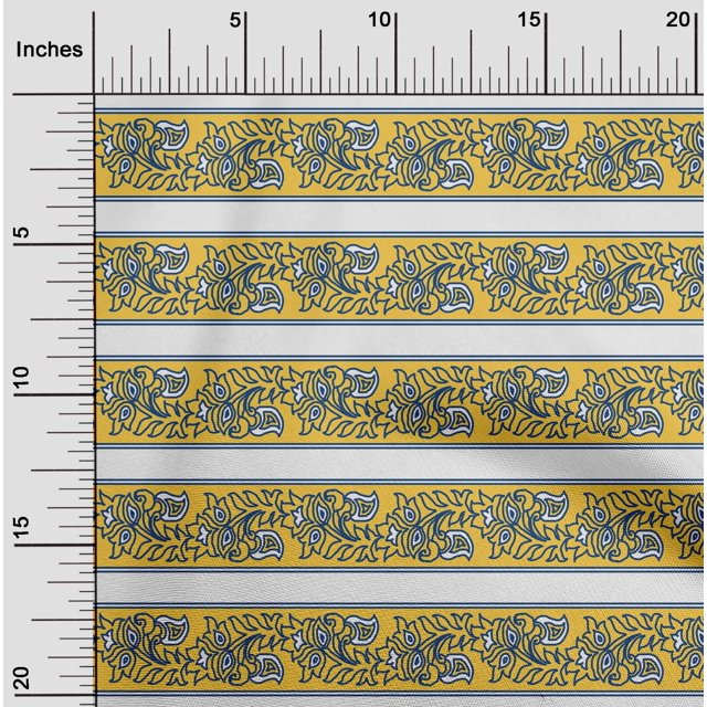 oneOone Georgette Viscose Yellow Fabric Leaves & Floral Block Sewing Craft Projects Fabric Prints By Yard 42 Inch Wide