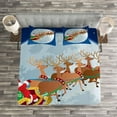 thumbnail image 3 of Ambesonne Santa Quilted Bedspread Set 3 Pcs, Christmas Night, Queen Size, Multicolor, 3 of 3