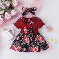 thumbnail image 2 of Wxirdiow Rompers for Toddlers Toddler Girls Floral Print Ruffle Dress Casual Birthday Party Tutu Dress with Headband Red Size,9-12 Months, 2 of 8