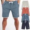thumbnail image 2 of Men Summer Drawstring Shorts Solid Color Embroidered Large Size Casual Sports Straight Short Pants, 2 of 6