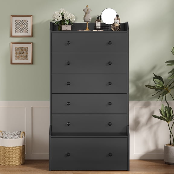 Tall 6 Drawer Dresser, 55.1" Modern Chest Of Drawers For Bedroom,Closet Dressers With Drawers Vertical Dresser For Living Room, Entryway, Hallway,Black