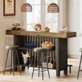 thumbnail image 6 of Tribesigns Home Bar Unit, Modern 2-Tier Bar Table with Footrest, Corner Mini Coffee Bar Cabinet for Home Kitchen Pub, Brown and Dark Gray, 6 of 9