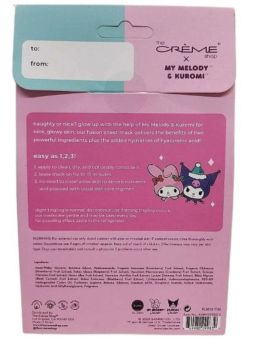 Limited Edition The Crème Shop MY MELODY & KUROMI SHEET MASK SET