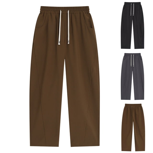 Styesk Men's Pants Men's Casual Sport Pocket Drawstring Solid Color Elastic Waist Jogger Pants