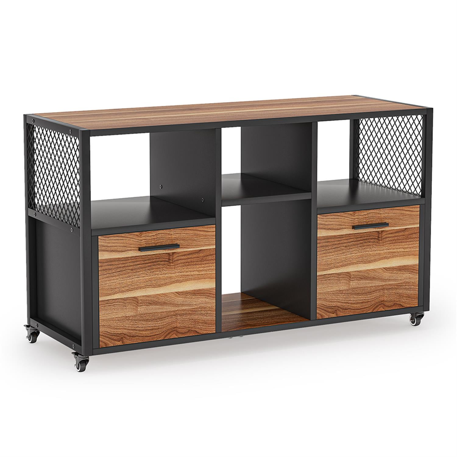 Demi Bonn 2-Drawer File Cabinet, Wood Mobile Filing Cabinet for Home Office, Printer Stand, for A4, Letter-Size Documents, Storage Cabinet for Home Office, Brown