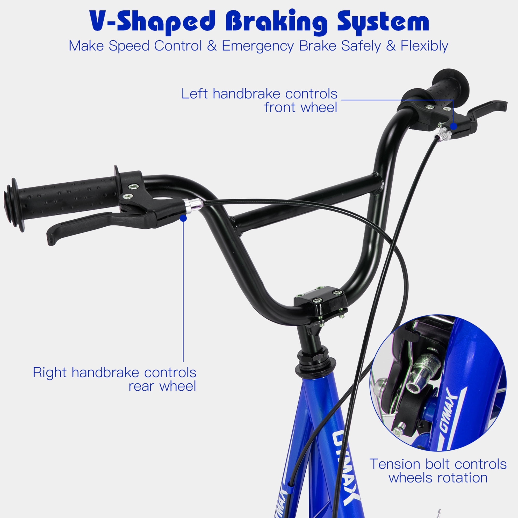 Gymax Youth Kids Kick Scooter with Carbon Steel Frame and 12 In. Air Filled Wheel, Navy
