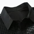 thumbnail image 5 of Handshe Men's Sequin Shiny Button Down Shirt Short Sleeve Collared Shirts Party Holiday Tops, 5 of 7