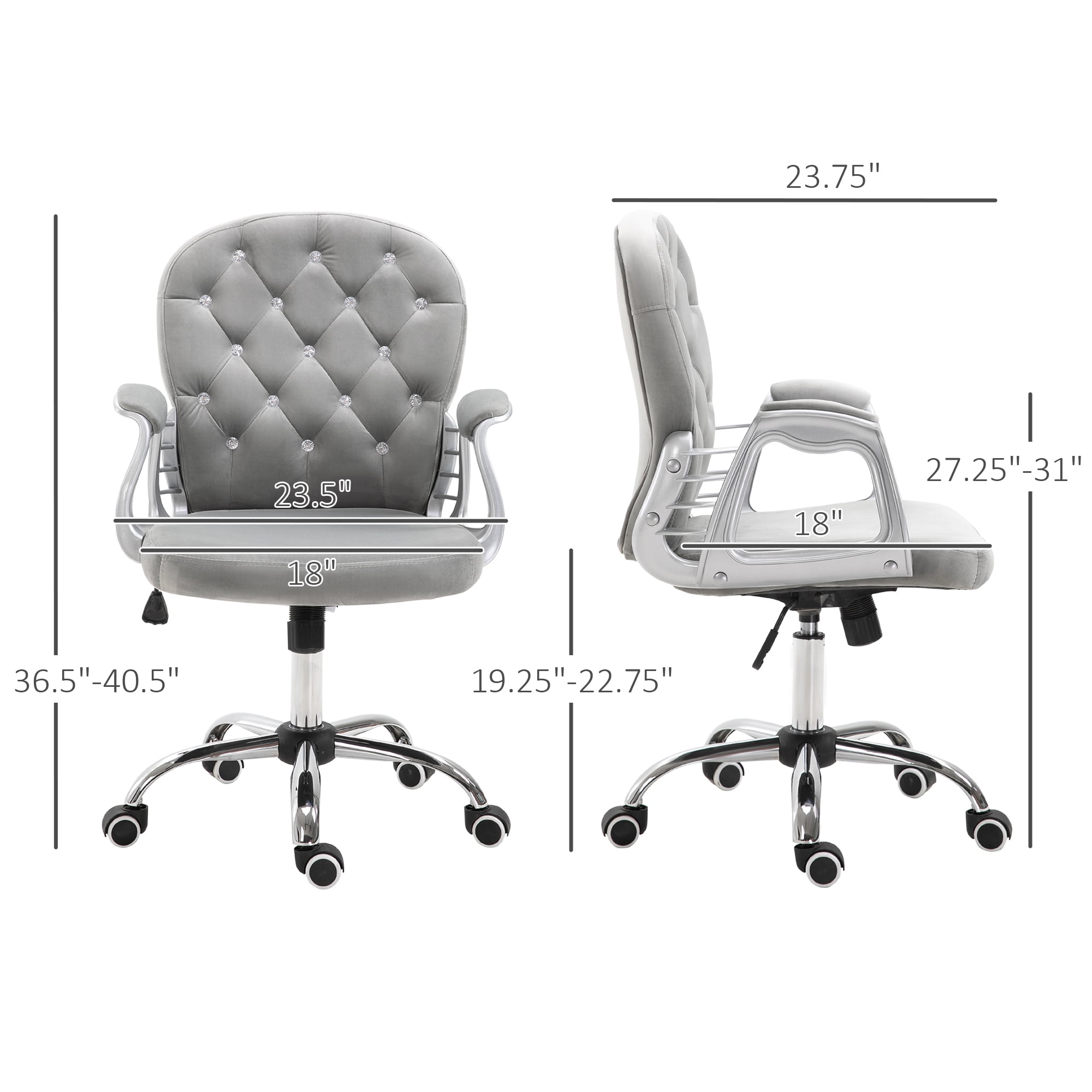 Velvet Office Chair, Grey