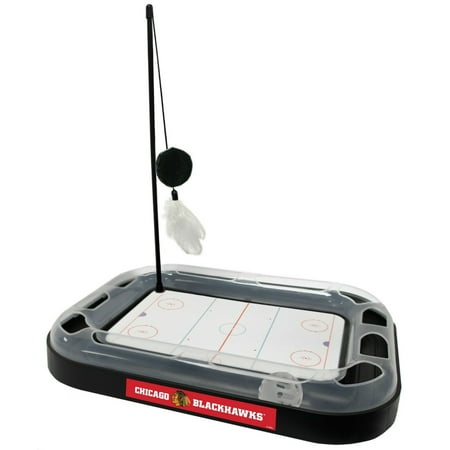 UPC: 0849790111592 | Pets First NHL Chicago Blackhawks CAT Scratcher Toy with Catnip Plush & Feather Cat Toy 5-in-1 Kitty Toy