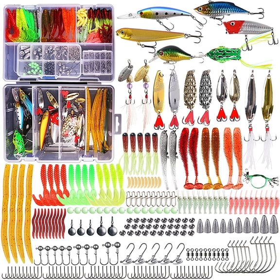 TOMSHOO 327Pcs Fishing Lure Kit with Tackle Box, Combo for Bass, Freshwater