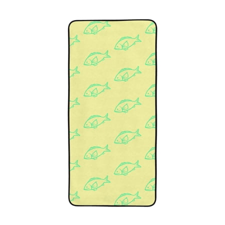 LNWH Bath Towel, Yellow Fish Seamless Pattern Absorbent Coral Fleece Bath Towel for Bathroom, Gym, Beach-27x55in