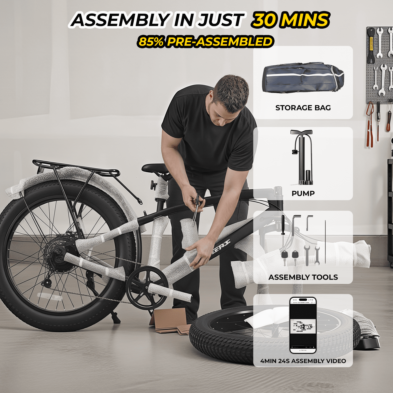 Skeri Electric Bike for Adults 26", 1000W (2000W Peak) E-Mountain Bike 48V 20.5AH UL2849