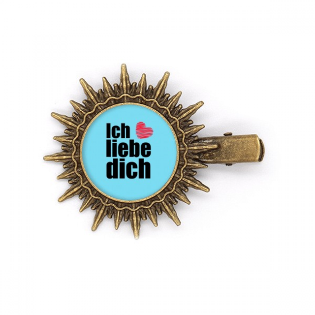 German Dialect I Love You Text Title Hairpin Sun Headwear Retro Metal Clips Pin