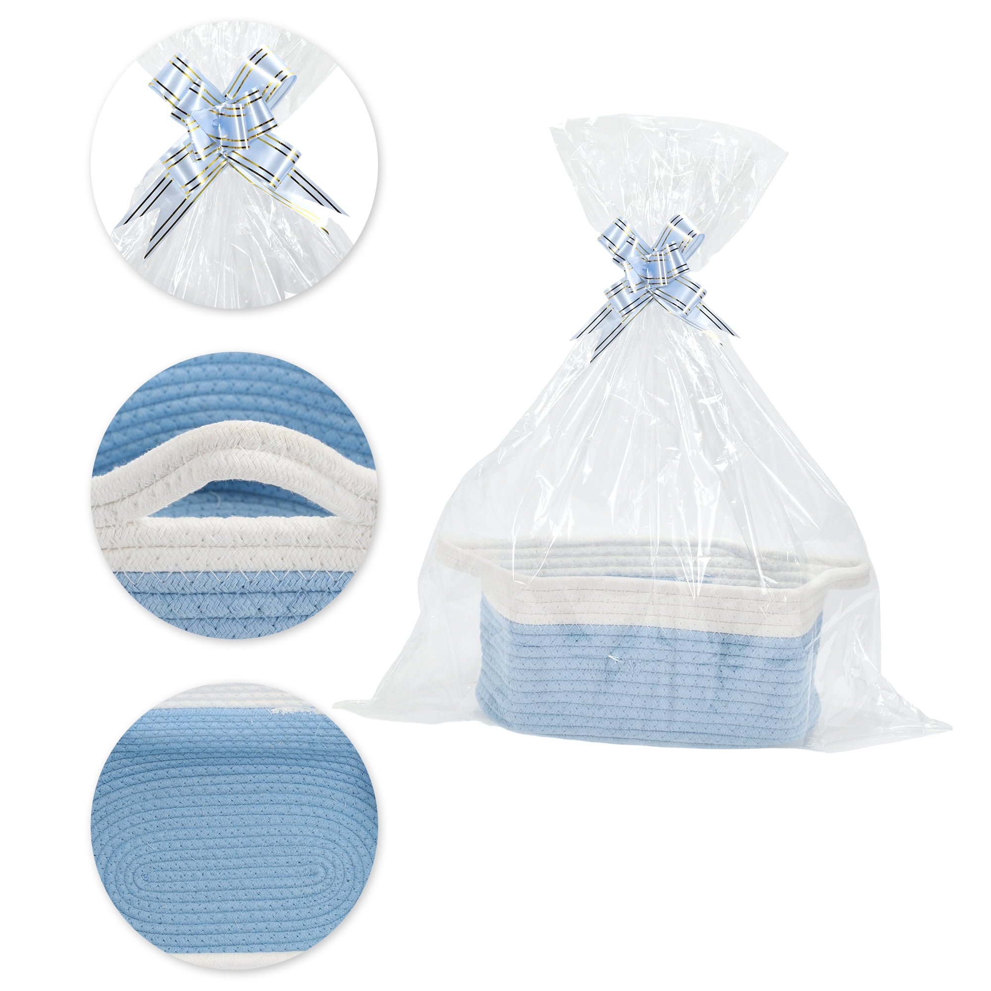Unique Bargains Durable Woven Gift Decorative Basket Set 12x8x5 Inches Blue, White
