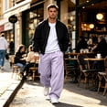 thumbnail image 5 of Dwellite Cargo Sweatpants Mens Plus Size Wide Leg Running Workout Jogger Pants Hiking Travel Oversized Comfortable Elastic Waist Fall Winter Sweatpants with Pockets Light Purple L, 5 of 7