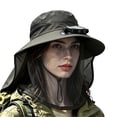 thumbnail image 4 of Solar Fan Wide Brim Sun Hat with Full Mesh Face Neck Flap, Solar Powered Ventilated UV Protection Bucket Hat for Fishing Gardening Camping Hiking, 4 of 4