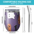 thumbnail image 5 of 12oz Stemless Wine Tumblers Purple Halloween Ghosts Skulls and Bats Vacuum Insulated Stainless Steel Travel Tumbler Cups Mug with Lid and Straw for Champaign,Cocktail,Beer with Cleaning Brush, 5 of 5
