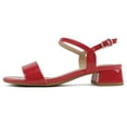 thumbnail image 2 of Soda Shoes Women Ankle Strap Sandals Low Block Heel Single Band EPISODE-S Hot Lipstick Red 11, 2 of 5