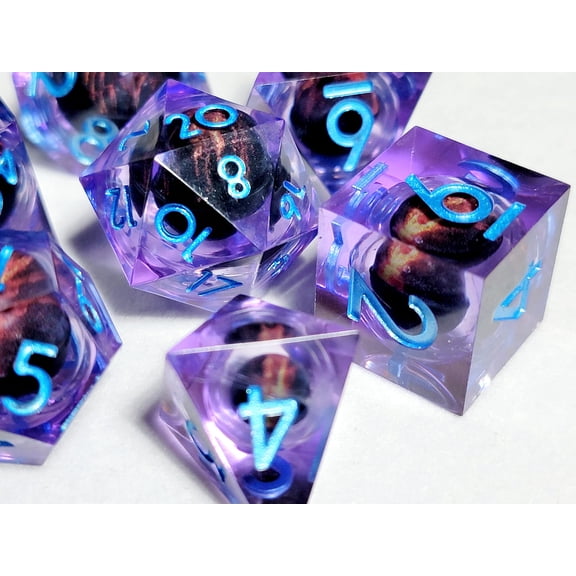 Purple Dragon Eye Liquid Core Resin DnD Dice Set | Dungeons and Dragons | Precision Resin Dice DnD Gift d20