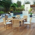 thumbnail image 2 of Modern Contemporary Urban Design Outdoor Patio Balcony Garden Furniture Side Dining Chair and Table Set, Wood, White Natural, 2 of 7