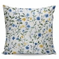 thumbnail image 2 of Blue Yellow Spring Floral Throw Pillow Covers, Soft Pillowcases with Invisible Zipper, Elegant Summer Botanical Green Decorative Pillow Cushion Covers for Living Room Couch Sofa Bed 20x20 Inches, 2 of 8