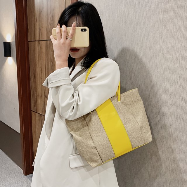 Bolsa versátil y sencillo para mujer de hombro de lona Ehuebsd bolso portátil sencillo de PU para compras