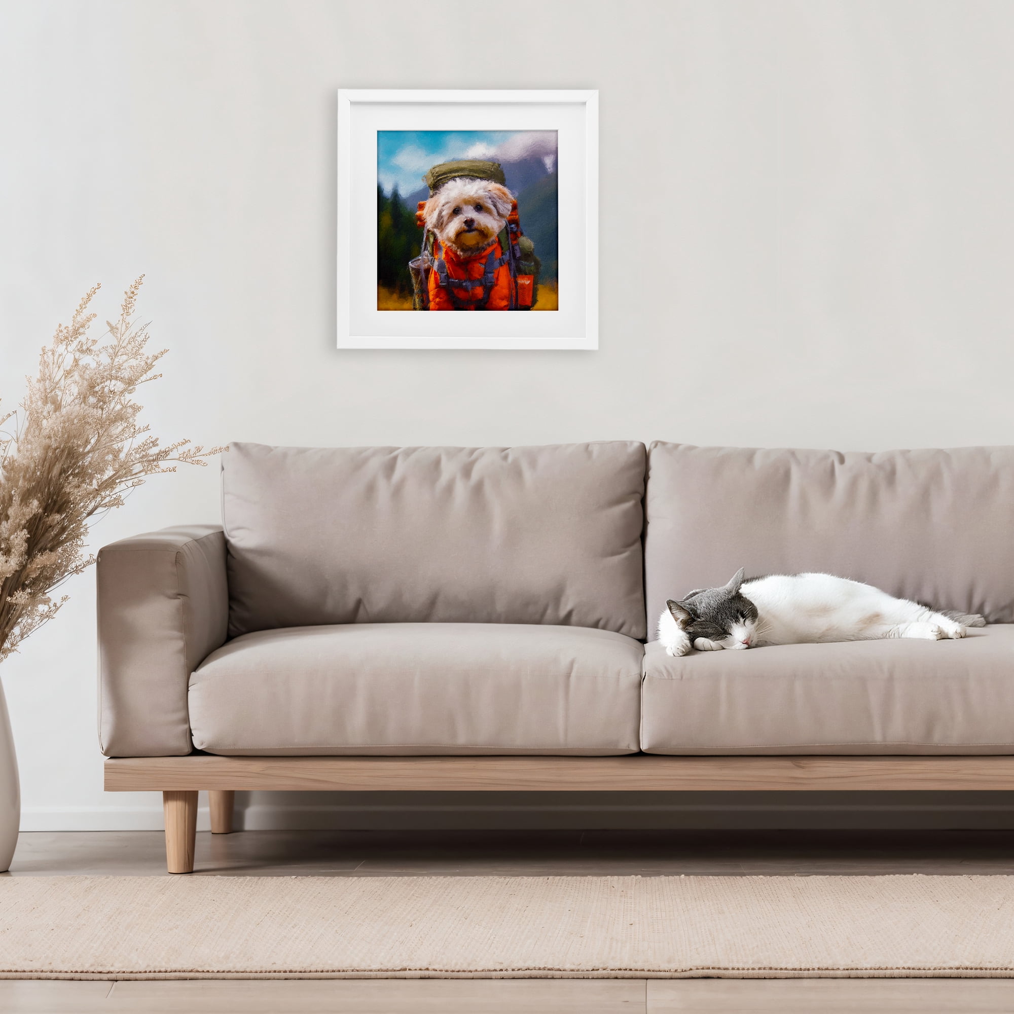 Stupell Industries Adventuring Hiker Dog White Framed Print Under Glass, design by Sean Parnell