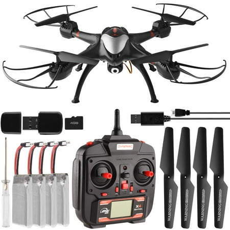 Dynamic Aerial Systems X4 Spartan 2.4GHz 4CH 6-Axis Gyro RC Quadcopter Drone with 2MP Camera & Large LED Lights with 3 Additional Extended Batteries