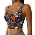 thumbnail image 2 of Balery Halloween With Skull Pattern Racerback Sports Bras for Women - Padded Seamless High Impact Support for Yoga Gym Workout Fitness-Large, 2 of 8