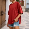 thumbnail image 2 of Krdevn Women's Casual Loose Fit Patch Back Design Short Sleeve Round Neck T Shirt Comfortable Pure Color Blouse Top for Daily Wear,Women's Tops, Tees & Blouses,Size:S, 2 of 7