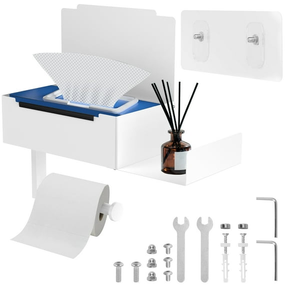 Carbon Steel Bathroom Toilet Paper Holder With Wet Wipe Box Easy Cleaning No Drilling Wall Mount Toilet Roll Holder for Home Hotel