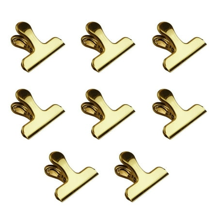 

Chip Pocket Clips Pack of 8 Large Gold Stainless Steel Air Tight Pouch Clips Perfect for Kitchens and Offices