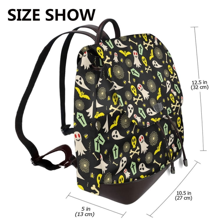 Naloa cartoon Skull spider web Print Leather Backpack Purse  display picture 2