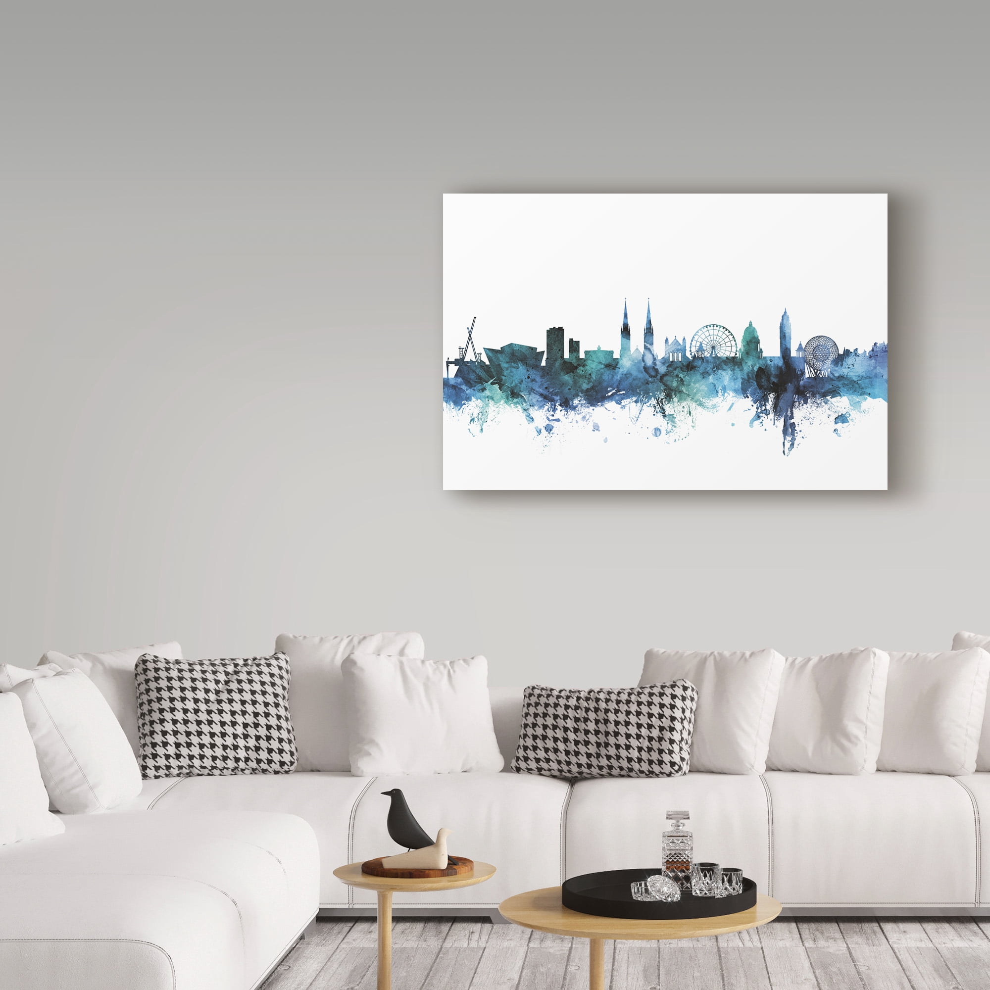 Trademark Fine Art 'Belfast Blue Teal Skyline' Canvas Art by Michael Tompsett