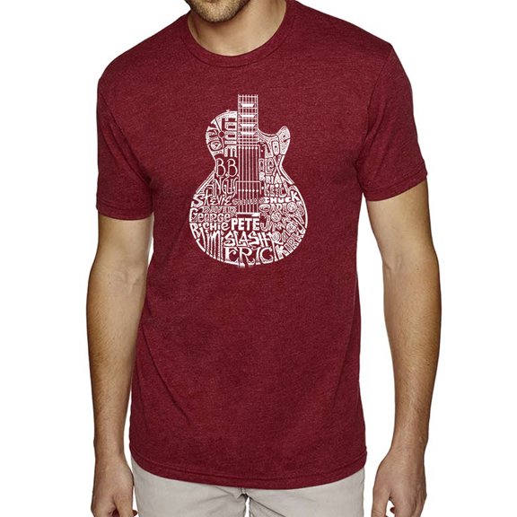 LA Pop Art Men's Premium Blend Word Art T-shirt - Rock Guitar Head