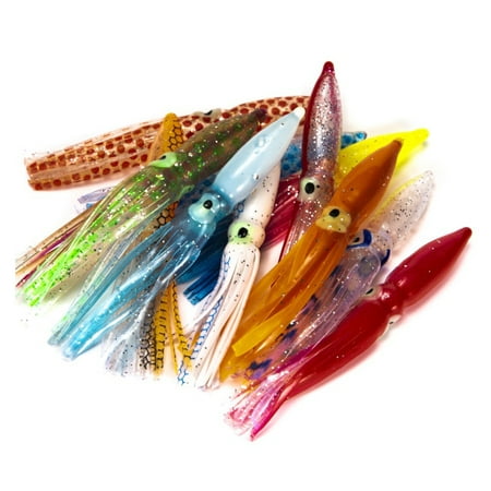 BIBABLYKE 20Pcs Squids Skirts Fishing Baits Soft Octopuses Lure Colorful Trolling Fishing Lure Saltwater Fishing Tackle Enduring