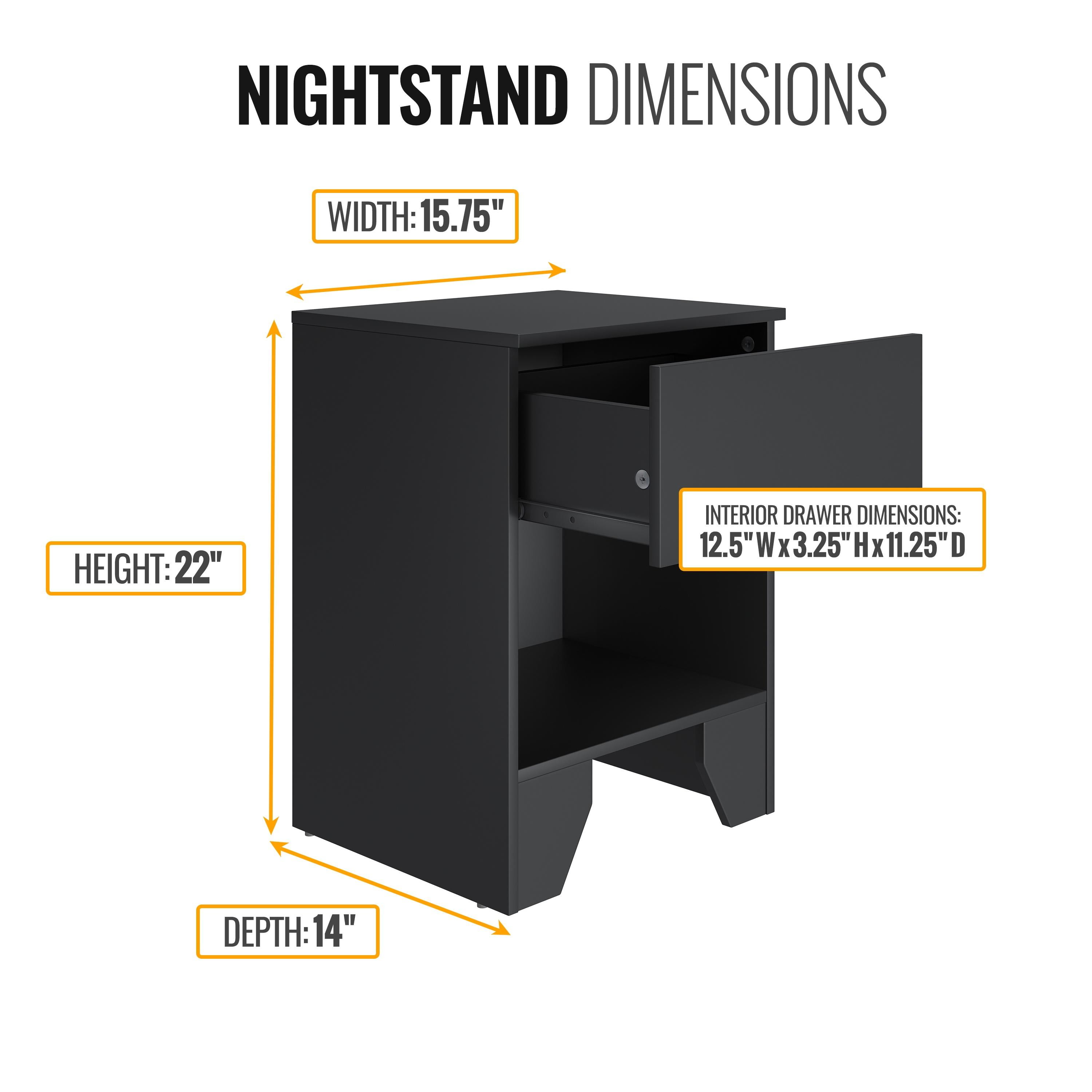 Boyd Sleep Anzio Black Nightstand with Smooth Glide Drawer - Bedroom Side Table With Storage