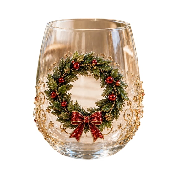 3D Christmas Glass Cup - 19oz Clear Holiday Tumbler with 3D Print for Hot Cold Beverage Collectible D