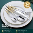 thumbnail image 2 of Gold Silverware Set Piece Stainless Steel Gold Flatware Set Service for Mirror Polished Cutlery Utensils Set Include Knife/Fork/Spoon Dishwasher, 2 of 8