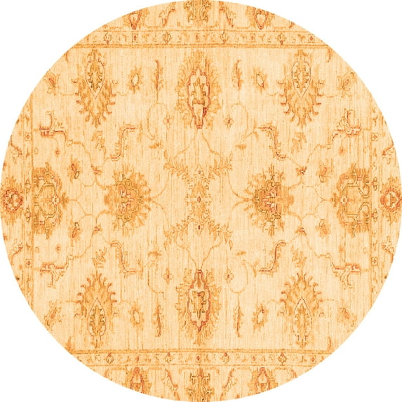 Ahgly Company Indoor Round Oriental Orange Traditional Area Rugs, 6' Round