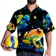 thumbnail image 4 of Starry Sky Frog Men's Short Sleeve Hawaiian Beach Shirts, Casual Printed Button Down Spread Collar Tops, Summer Unisex Style, 4 of 6