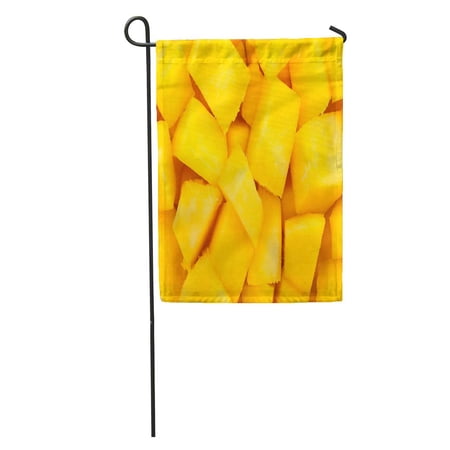 SIDONKU Yellow Pattern Sliced Mango Chunks Antioxidant Bright Closeup Cut Dessert Garden Flag Decorative Flag House Banner 12x18 inch