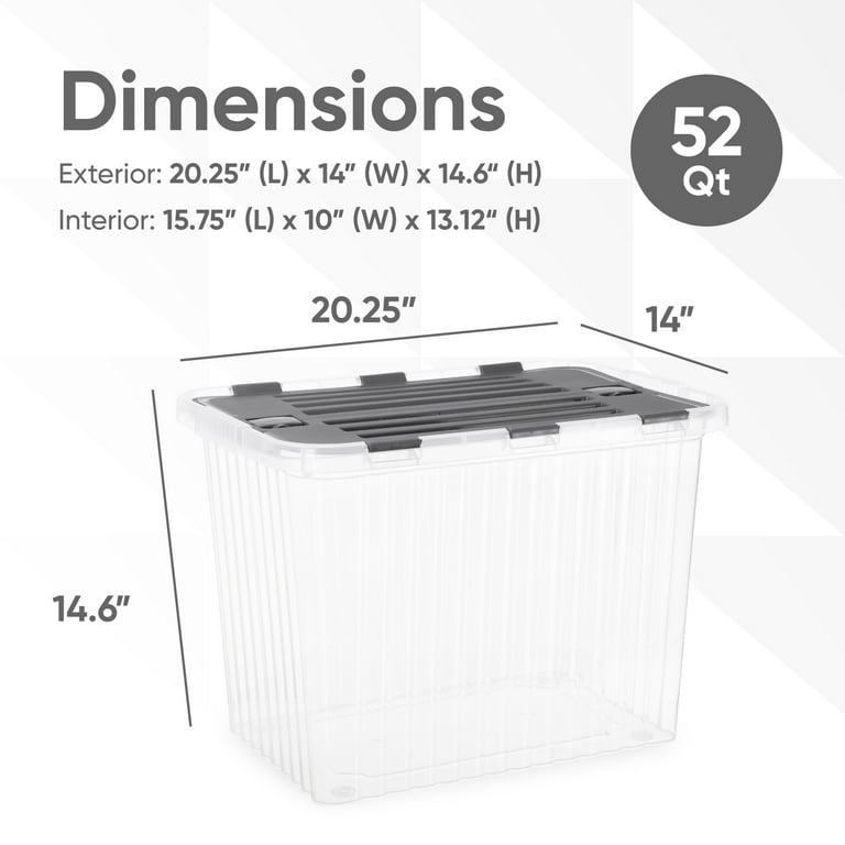 Superio 13 Gallon Stackable Storage Tote Container with Attached Hinged Lid Deep Storage Bin with Lid 52 Quart