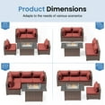 thumbnail image 6 of ELPOSUN Patio Furniture Set, Outdoor Patio Furniture Wicker Sectional Furniture Couch Set, 5 Pieces Outdoor Sectional Sofa with Fire Pit Table, Outdoor Patio Furniture Set for Porch (Burgundy Red), 6 of 7