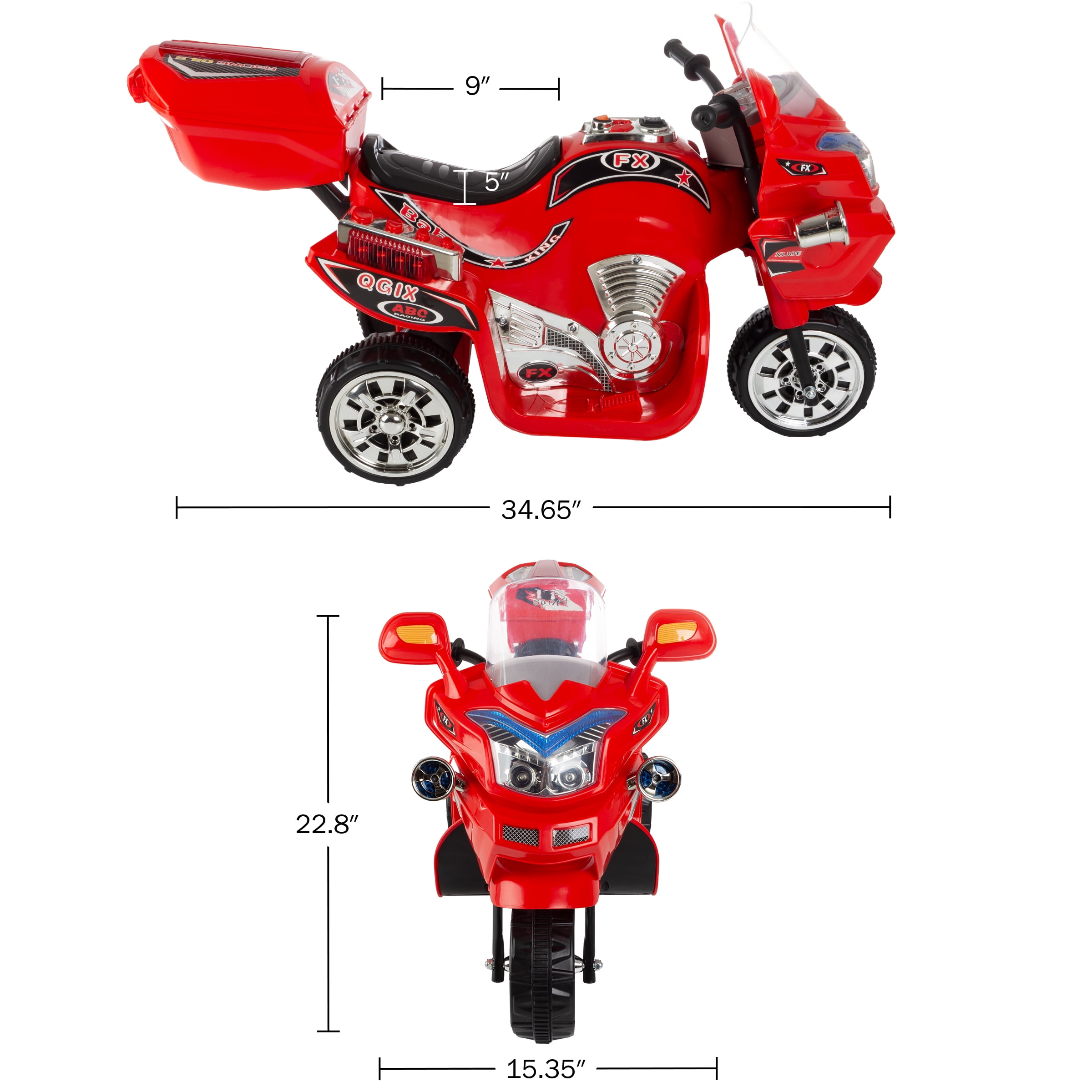 Ride on Toy 3 Wheel Motorcycle Trike for Kids by Hey Play Battery Powered Ride on Toys for Boys and Girls 2 5 Year Old Red FX Walmart