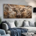 thumbnail image 3 of Rustic Highland Bull with Long Horns Abstract Textured Framed Canvas Wall Art 48x24 Inch Farmhouse Western Decor for Living Room Office Barn, 3 of 5