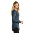 thumbnail image 2 of Wenseny Long Sleeve Fitted Shirts Tunic Round neckline Side Split Casual Shirts Grey Blue L, 2 of 6